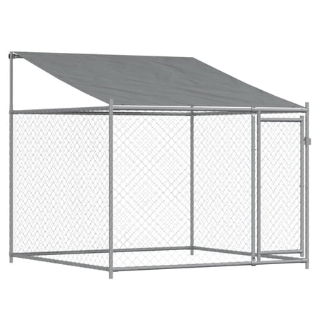 vidaXL 犬用ケージ ルーフ ドア付き グレー 4x2x2 m 亜鉛メッキ鋼Animals   Pet Supplies ペット用品 犬用品 犬小屋・ドッグラン 代引不可