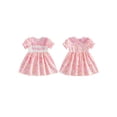 thumbnail image 2 of BemeyourBBs Toddler Baby Girl Birthday Dress 1 2 3 4 5 Years Old Birthday Outfit Cute Goose Cake Short Sleeve Doll Collar A-line Dresses Spring Summer Smocked Dress Clothes, 2 of 9