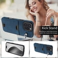 thumbnail image 2 of Case for iPhone 16 Pro Wallet with Credit Card Holder & Finger Ring Kickstand, Premium PU Leather Slim Cover Shockproof Scratch Resistant Full Protection Phone Case for iPhone 16 Pro, Blue, 2 of 10