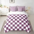 thumbnail image 2 of Erosebridal Purple Checkered King Bedding Set 7 Piece White Lavender Buffalo Plaid Grid Comforter Set With Sheets Checkerboard Bed In A Bag Teen Women Geometrical Gingham Bed Set, 2 of 5