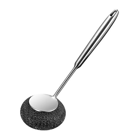 

Brush Pot 304 Stainless Steel Pot Brush Does Not Hurt The Pot Household Long-handled Steel Wire Ball Brush Kitchen Stove Cleaning Tool