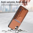 thumbnail image 4 of SaniMore for Samsung Galaxy A05 Case, PU Leather Carbon Fibre Anti-scratch Adjustable Stand Card Slots [RFID Blocking] Shockproof Anti-fall Anti-fingerprint Wallet Shell for Men Women, Brown, 4 of 10