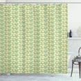 thumbnail image 1 of Abstract Shower Curtain, Oriental Eastern Pattern of Waves and Spirals in Random Order, Fabric Bathroom Set with Hooks, 69W X 84L Inches Extra Long, Turquoise Yellow and Cream, by Ambesonne, 1 of 3