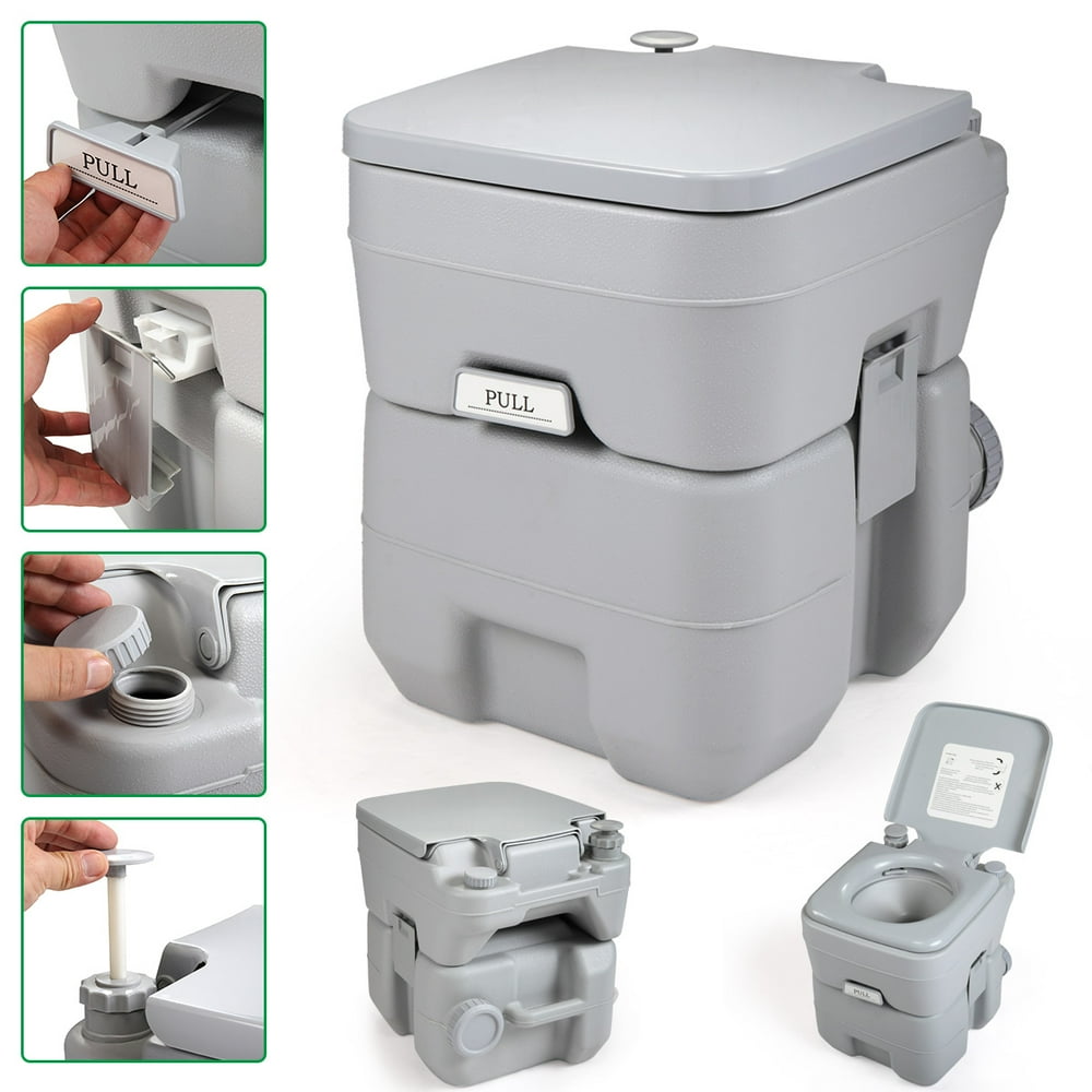 Jaxpety Portable Toilet 5 Gallon 20L Outdoor Camping Toilet Potty, Cool Gray