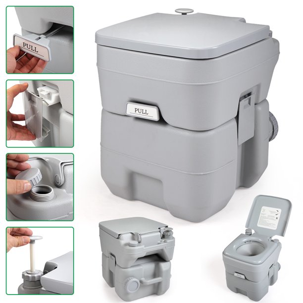 Jaxpety Portable Toilet 5 Gallon 20L Outdoor Camping Toilet Potty, Cool Gray
