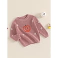 thumbnail image 6 of Aojekbee Baby Halloween Sweaters Long Sleeve Round Neck Pumpkin Embroidery Knit Tops Toddler Sweatshirts, 6 of 10