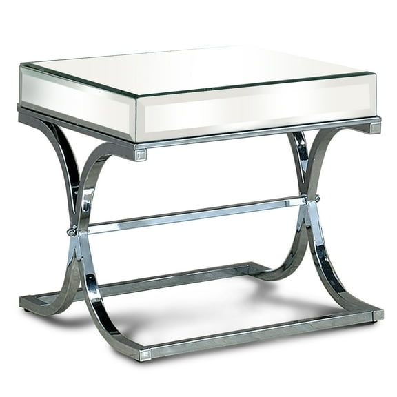 24/7 Shop At Home Muse Contemporary Metal Square End Table in Chrome