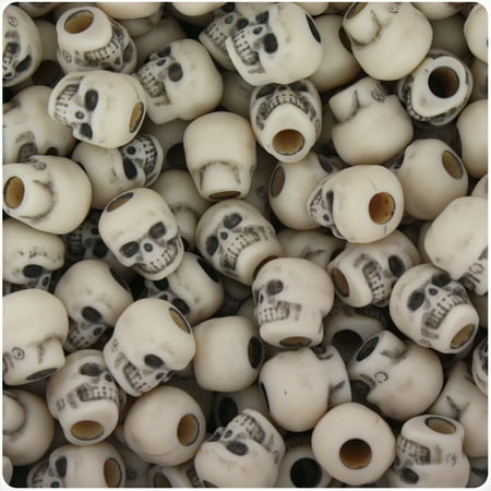 - BeadTin Dark Ivory Antique 11mm Skull Pony Beads (150pcs)