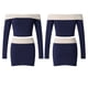 thumbnail image 3 of Conjunto de Top de Manga Larga y Falda Mini de Dos Piezas Sexy con Cuello Descubierto para Mujer (Azul Oscuro S) FLhrweasw Para estrenar, 3 of 9