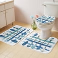 thumbnail image 4 of Vintage Watercolor Bathroom Rugs Set Paddle Abstract Blue Stripes Non Slip Absorbent Soft Bath Mats 3 Piece Set with Bathroom Rug, U-Shaped Floor Mat, Toilet Seat Cover Small Size, 4 of 9