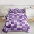 thumbnail image 2 of Homewish Dreamy Plum Square Queen Comforter Set for Kids, Abstract Buffalo Piald Bedding Sets, Vintage Oil Printing Reversible Bedding Comforter Set, Breathable Home Decor, 3-Piece, 2 of 8