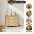 thumbnail image 3 of Boho Rattan 3-Drawer Dresser – Freestanding Natural Wood Storage Cabinet with Spacious Deep Drawers and Round Pull Rings – Anti-Tip, Child-Safe – Bedroom, Nursery– Wood Color, 3-Drawer Chest, 3 of 7