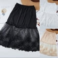 thumbnail image 3 of Fashion Women Solid Color Elastic Waist Layered Tiered Sheer Lace Trim Extender A-Line Half Slip Mini Skirt, 3 of 19