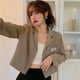thumbnail image 3 of Blazer corto fino de primavera y verano 2023 para mujer, chaqueta coreana de manga larga, chaqueta corta para mujer, abrigo de traje de color liso con botonadura sencilla, 3 of 6