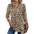thumbnail image 3 of Zeagoo 3/4 Length Sleeve Floral Shirts for Women Boho Tops V Neck Blouses Fashion Casual Tunic Loose Fit Tee Tops, 3 of 6