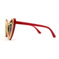 thumbnail image 3 of Womens Rhinestone Jewel Trim Classic Cat Eye Heart Shape Sunglasses Red Black Red, 3 of 5