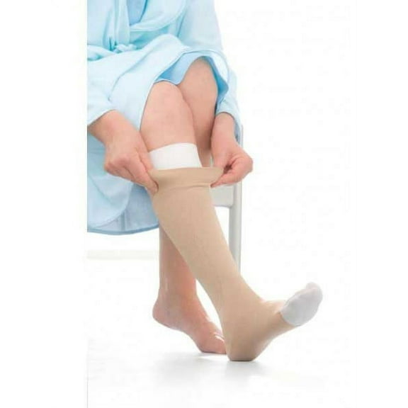 Jobst Ulcercare 40 mmHg Open Toe Knee High Compression Stocking and Liners Beige Large