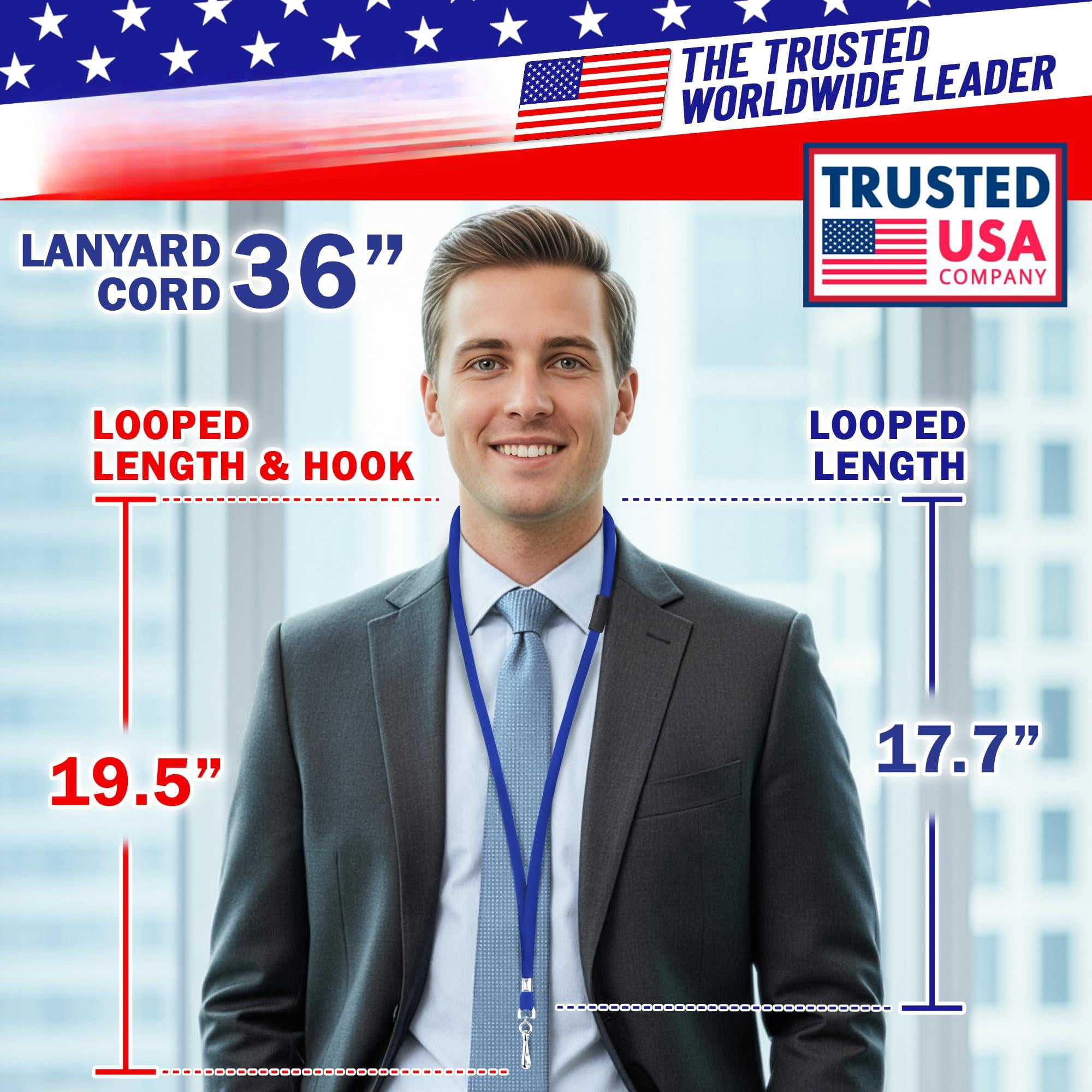 -usa Flat Breakaway Safety Lanyard For Id Badges (blue  36 Inch 100 Pack) Soft Woven Neck Line