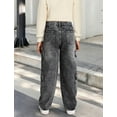 thumbnail image 5 of OYYN Girls Jeans High Waist Cargo Jeans Light Wash Wide Leg Denim Pants with Multi Pockets 7-14 Y, 5 of 7