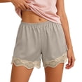 thumbnail image 5 of Shorts Culotte for Women Elastic Waist Satin Lace Hem Loose Fit Lightweight Pettipants Pajama Shorts, 5 of 7
