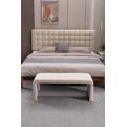 thumbnail image 2 of 43.3" Ottoman Bench, Boucle Fabric Bedroom Stool with Gold Metal Legs, End of Bed Bench, Entryway Shoe Bench, Footrest for Living Room Bedroom Entryway, Beige, 2 of 7