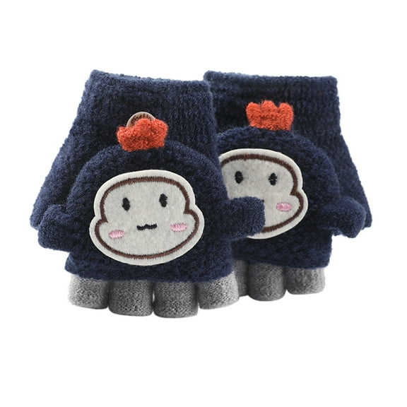 Splozh Newborn Baby Mittens No Scratch Baby Gloves Unisex Soft Gloves Kids Baby Winter Warm Knit Fingerless Mitten Navy