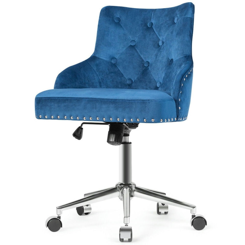 Demi Bonn Tufted Upholstered Swivel Computer Desk Chair with Nailed for Home, Bedroom, Study, Rolling Work Computer Office Chair, Blue