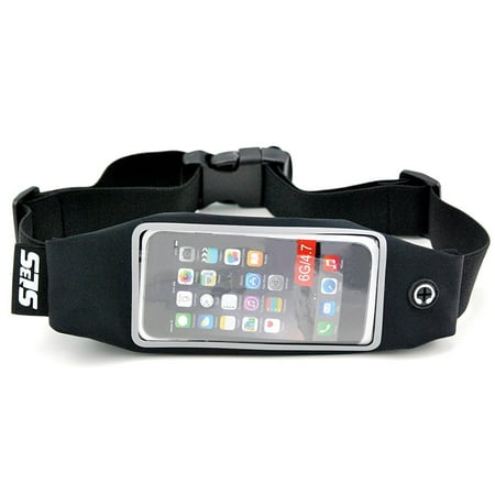 SLS3 Smartphone Run Belt, Water Resistant -Fits iPhone 6 Plus - Touchscreen Compatible - Black - One