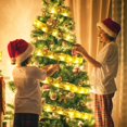 thumbnail image 4 of Woeilo Christmas Ribbon Lights Decorations Indoor : 78FT 200 LED Timer Ribbon Fairy Lights - 8 Modes Remote LED Christmas Tree Ribbon Indoor - Warm White Gold Ribbon Lights Battery and USB, 4 of 5