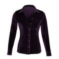 thumbnail image 5 of Women'S Clothing, Women Blouses, Stylish Women's Casual Winter Blouse Velvet Long Sleeve Button Down Elegant Pocket Top for Everyday Wear, 5 of 6