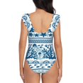 thumbnail image 6 of Yiaed Sea Underwater Jellyfish Print Women's Ruffled One Piece Swimsuit V Neck Swimwear Slimming Monokini for Woman-X-Large, 6 of 8