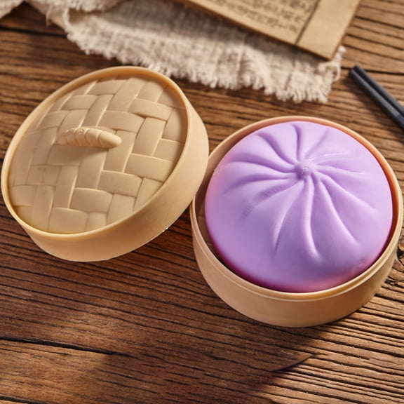 2026 New Dumpling Squishy Large with Steamer Box,Super Soft Giant Squishy Dumpling, Mystery Dumpling Squishy,Large Stress Relief Squishys Dumplings for Everyone Anxiety Relief(Purple)