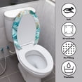 thumbnail image 3 of ZIATUBLES Toilet Seat Lid Cover Breathable Stretch Fabric Toilet Lid Cover Washable Soft Bathroom Decor Fits Most Size Toilet Lids for Home Accessories, Aqua Golden Marble, 3 of 6
