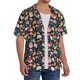 thumbnail image 2 of Balery Autumn Fox Owl Camisa Casual de Manga Corta con Botones para Hombre, Texturizada, Estilo Cubano, para Playa, Verano-Large, 2 of 5