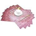 thumbnail image 2 of YFYANG Washable Heat-Resistant Placemats, 70% PVC/30% Polyester, Pink Vintage Pattern Kitchen Table Mat, 12" x 18" 4 Piece, 2 of 6