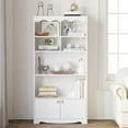 thumbnail image 3 of Bookshelf, 5 Tier Open Bookcase and Bookshelf, Modern Bookcase with Doors, Wood Bookcase Storage Organizer Shelf, 63 in Tall Display Storage Shelves for Bedroom Living Room Office, White, 3 of 7