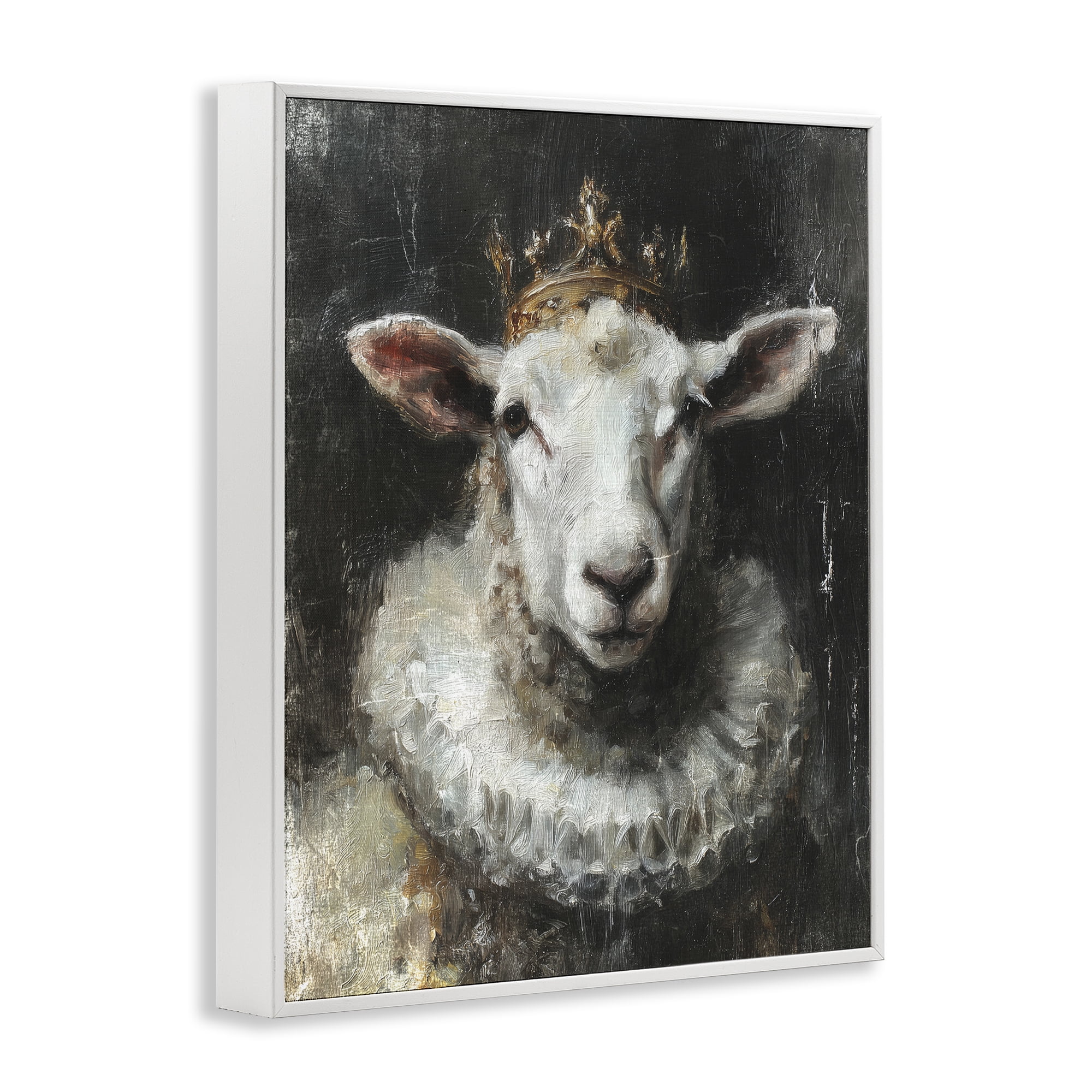 Stupell Industries Crowned Sheep Portrait White Framed Giclee Art, design by Svetlana Aleynikova