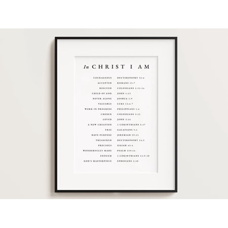 In Christ I Am Identity Bible Verse Print Christian Scripture Print Wall Art Christian Home Bible, Unframed Paper Poster 8x10in