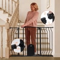 thumbnail image 3 of Pet Gate with Cat Door, 29.5"-43.7" Wide Dog Gate for Stairs & Doorways, Pressure Mounted, Black, 3 of 8