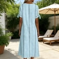 thumbnail image 6 of Edvintorg Women's Summer Dresses Striped Boho Crew Neck Cold Shoulder Loose Fit Casual Long Dress with Pockets Sundresses for Women Light Blue Xl, 6 of 6