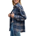 thumbnail image 3 of Liacowi Women Oversized Flannel Plaid Shirts Long Sleeve Button Down Shacket Lapel Loose Casual Fall Jacket Blouse Tops, 3 of 6