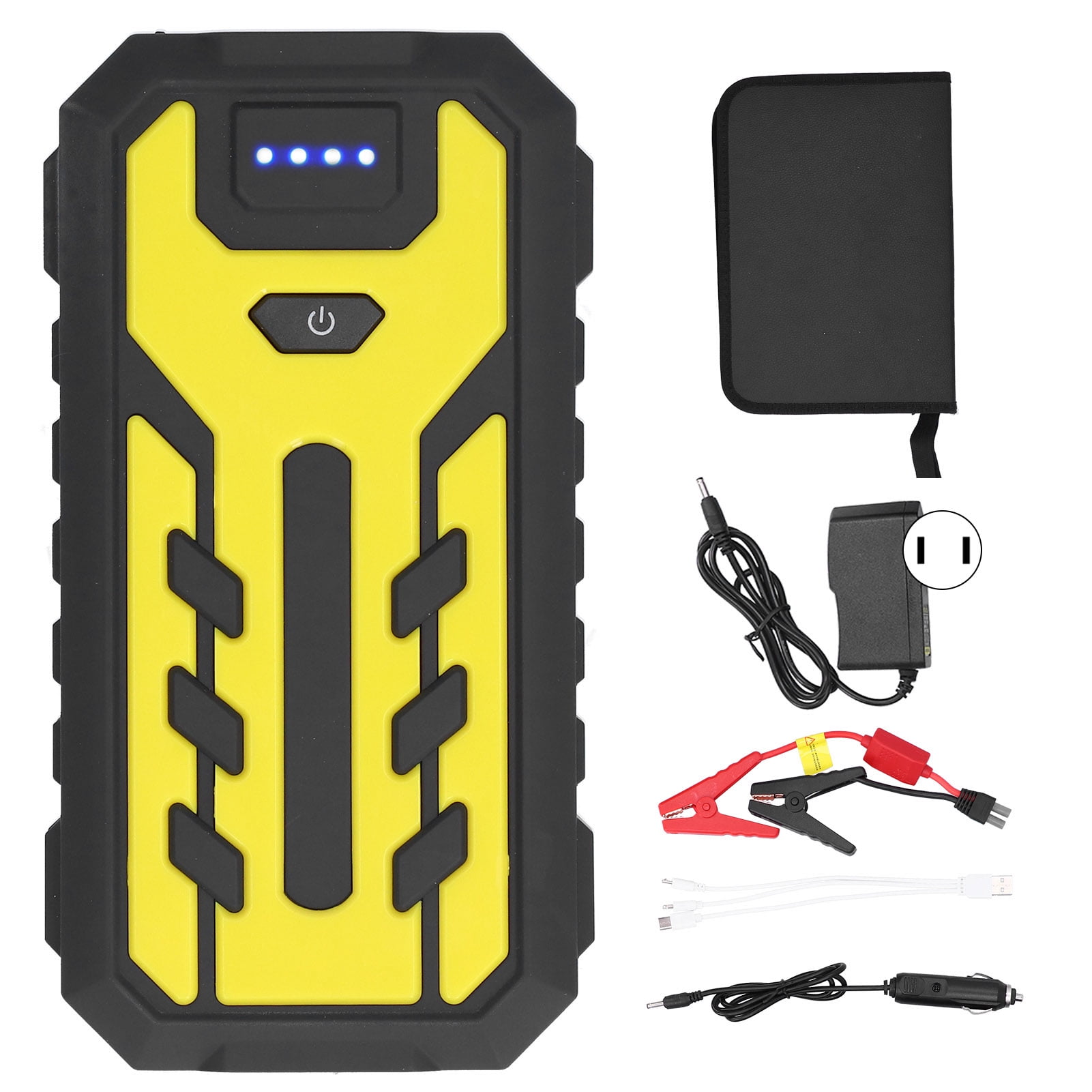 Car Jump Starter 28000mAh 4USB Output Portable with Flashlight for 12V Motercycle Diesel Gasoline Car US Plug 110V