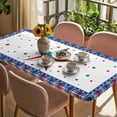 thumbnail image 3 of Independence Day Table Cloths for 4 Foot Rectangle Tables, Red Blue Patriotic Star Stripes Plaid Patio Waterproof Elastic Fitted Tablecloths, Washable Rectangular Table Cover for Camping, 3 of 8