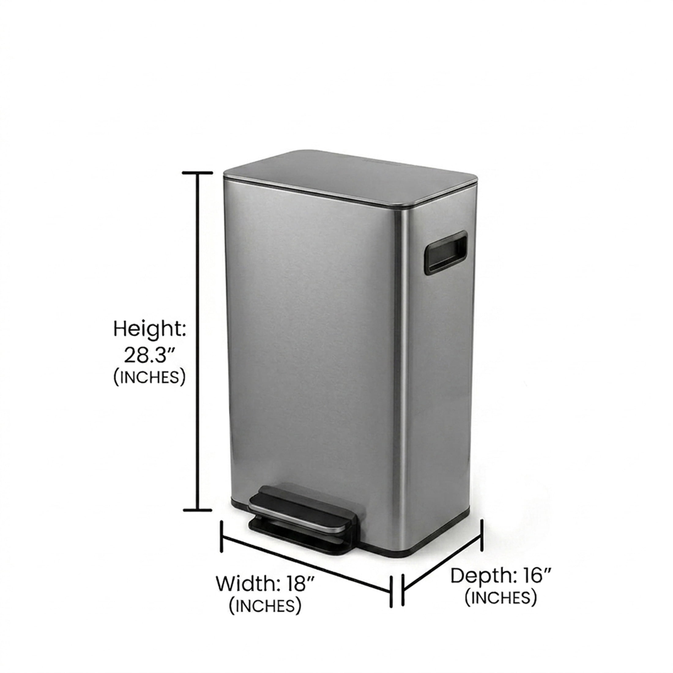 Simpli-Magic Kitchen Trash Can, 13.2 Gallon Stainless Steel Soft Close Step Garbage Bin with Infinity Edge Lid, Gunmetal