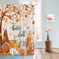 thumbnail image 3 of Fall Shower Curtain Gnome with Pumpkin Thanksgiving Shower Curtains for Bathroom Hello Fall Maple Leaf Bath Curtains Sets with Hooks for Autumn Thanksgiving Seasonal Decor Fabric Small Stall 36" X 72", 3 of 6