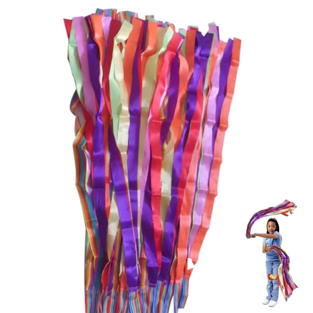Bangcool 12PCS Ribbon Stick Fitness Dance Rainbow Streamer Stick Dance Ribbon
