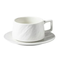 Fiocias Cappuccino Cups with Saucer, Espresso Latte Cup, Creative Unique Porcelain Cups, white