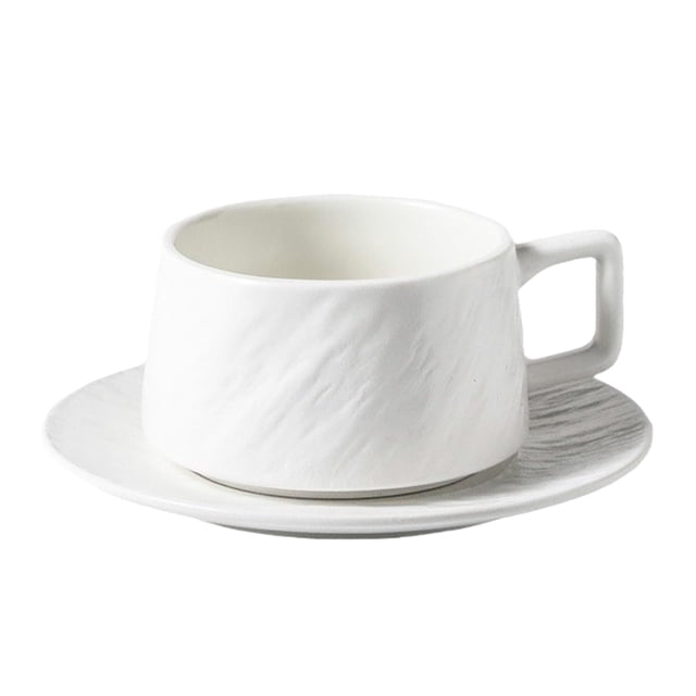 DOLITY Cappuccino Mugs with Saucer Coffee Cup for Restaurant Cafe Housewarming Gift white