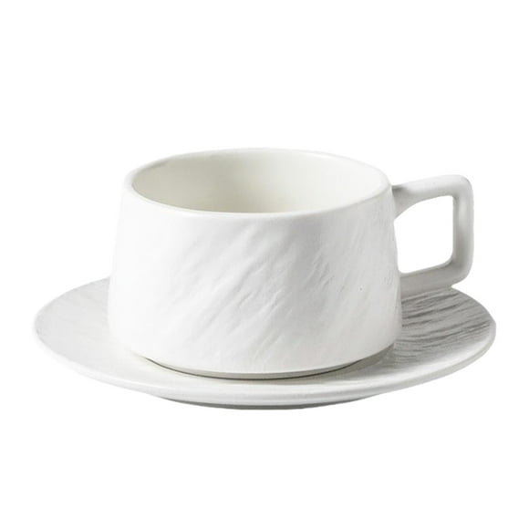 DOLITY Cappuccino Mugs with Saucer Coffee Cup for Restaurant Cafe Housewarming Gift white