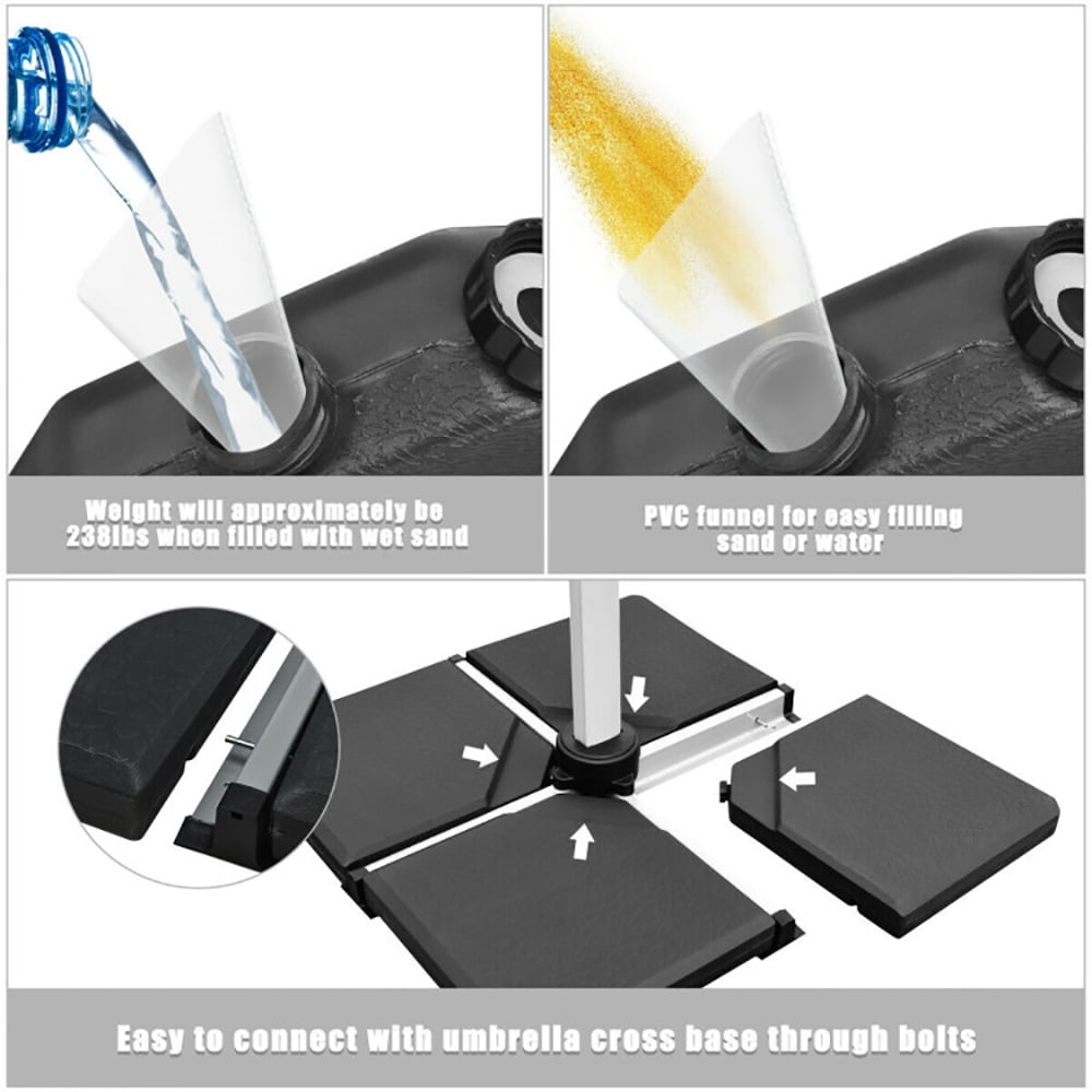 Aimee Lii Square Fillable Patio Umbrella Base Set with Handle and Funnel, Patio Umbrella Base Aimee Lii Square Fillable Patio Umbrella Base Set with Handle and Funnel, Patio Umbrella Base
